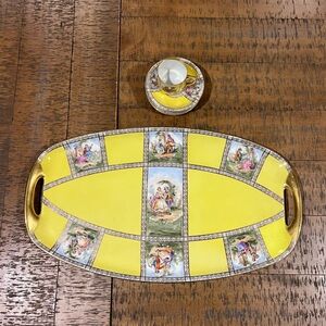 Stunning 7-Piece Czechoslovakia Set— Platter, Cup, & Saucers